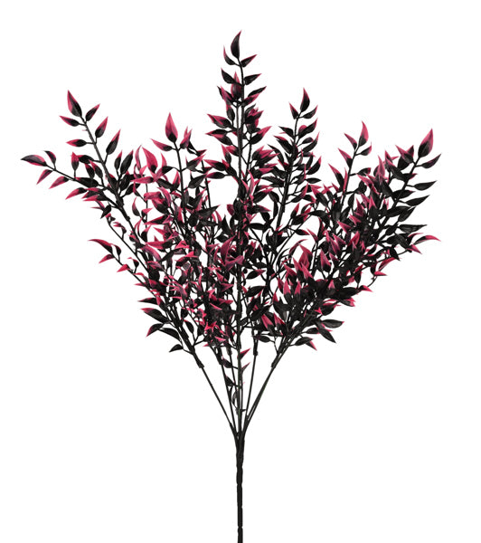 17.25"L PLASTIC LEAF BUSH BLACK/PINK - Burlap and Bling Decor