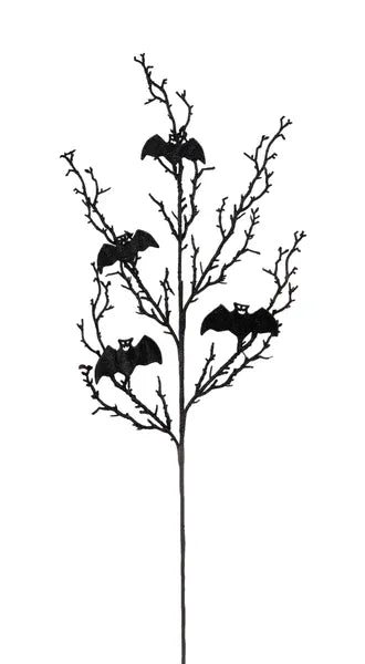 30"L GLITTER BAT/TWIG SPRAY BLACK - Burlap and Bling Decor