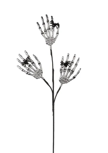24"L SKELETON HAND/SPIDER SPRAY SILVER/BLACK - Burlap and Bling Decor