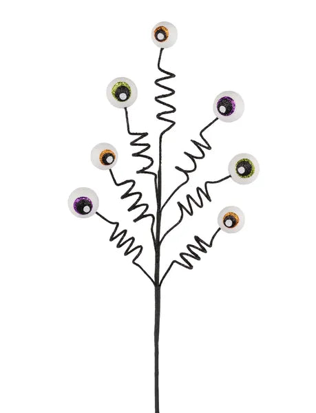 20"L STYRO/EVA/GLTR EYEBALL SPRAY WHT/PRPL/ORNG/LIME GRN - Burlap and Bling Decor