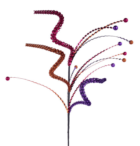 28"L GLITTER SWIRL/BALL SPRAY HOT PINK/ORANGE/PURPLE - Burlap and Bling Decor