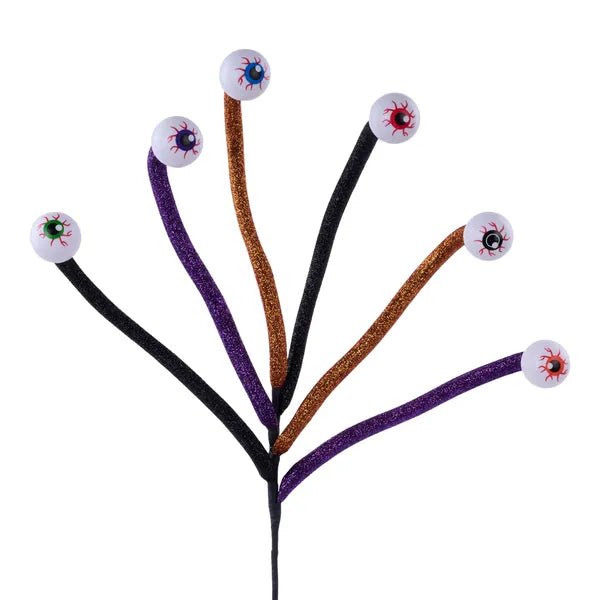 27"EYEBALL/GLTTR TUBING SPRAY BLACK/PURPLE/ORANGE - Burlap and Bling Decor