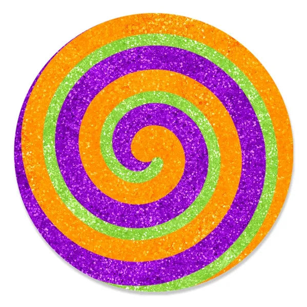 20"DIA GLITTERED EVA CANDY SWIRL LIME GREEN/PURPLE/ORANGE - Burlap and Bling Decor