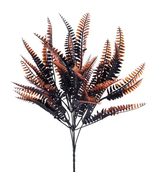 16"L FERN BUSH BLACK/ORANGE - Burlap and Bling Decor