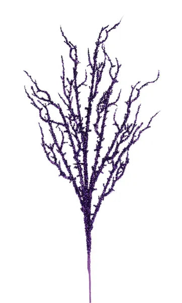 41"L V-CUT GLITTER WILD TWIG SPRAY PURPLE - Burlap and Bling Decor