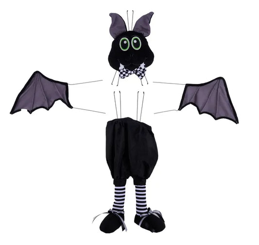 BAT BOY  WREATH ATTACHMENT W/BOWTIE BLACK W/WHITE/BLACK - Burlap and Bling Decor