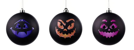 150MM JACK-O-LANTERN 2D BALL ORNAMENT CHOOSE ONE BLACK/PINK/PURPLE/ORANGE - Burlap and Bling Decor