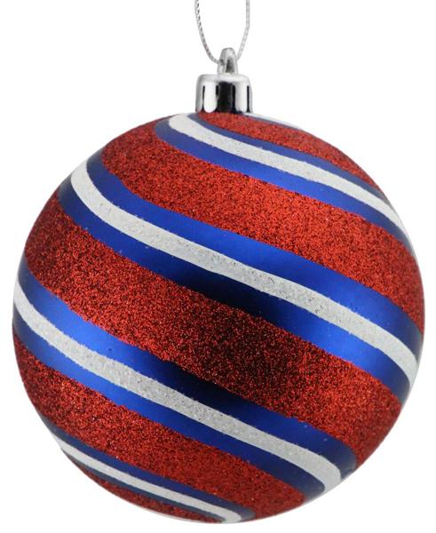 100MM GLITTER DIAGONAL STRIPE BALL MATTE ROYAL BLUE/RED/WHTE