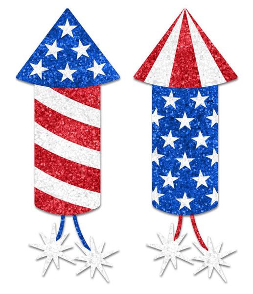 PICK ONE 20"OAH GLITTERED EVA FIRECRACKER 2 ASST - RED/WHITE/BLUE PICK ONE - Burlap and Bling Decor