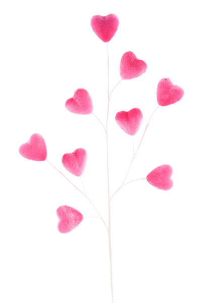28.5"L VELVET HEART SPRAY PINK - Burlap and Bling Decor