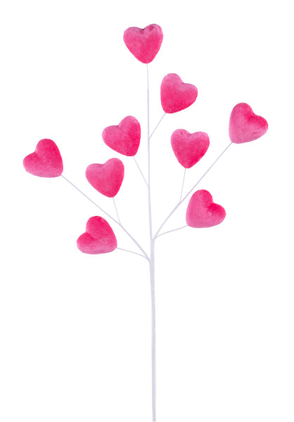 20.5"L VELVET HEART SPRAY PINK - Burlap and Bling Decor