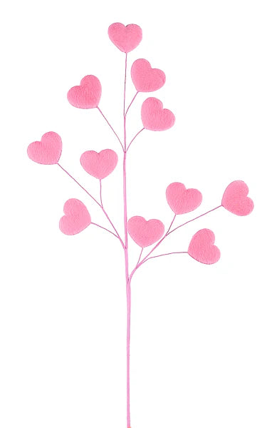 26"L PINK FAUX FUR HEART SPRAY - Burlap and Bling Decor
