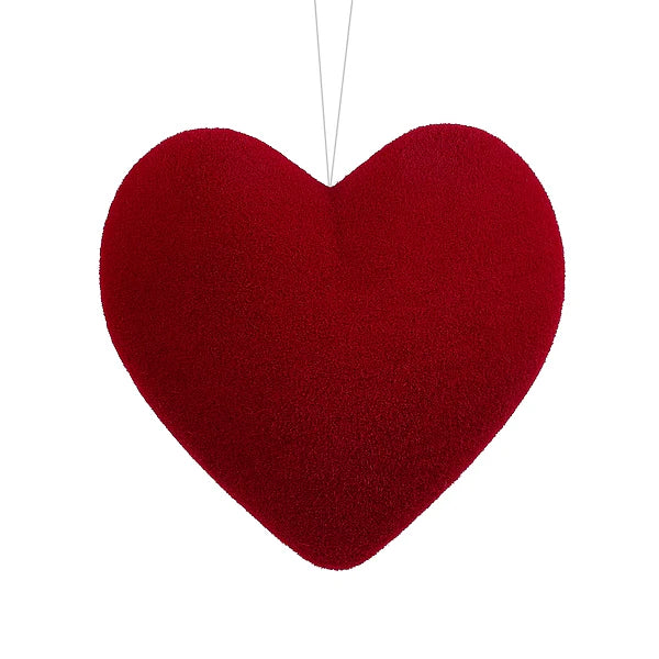 11.5"W X 11"L X 5"H RED FLOCKED FLAT HEART