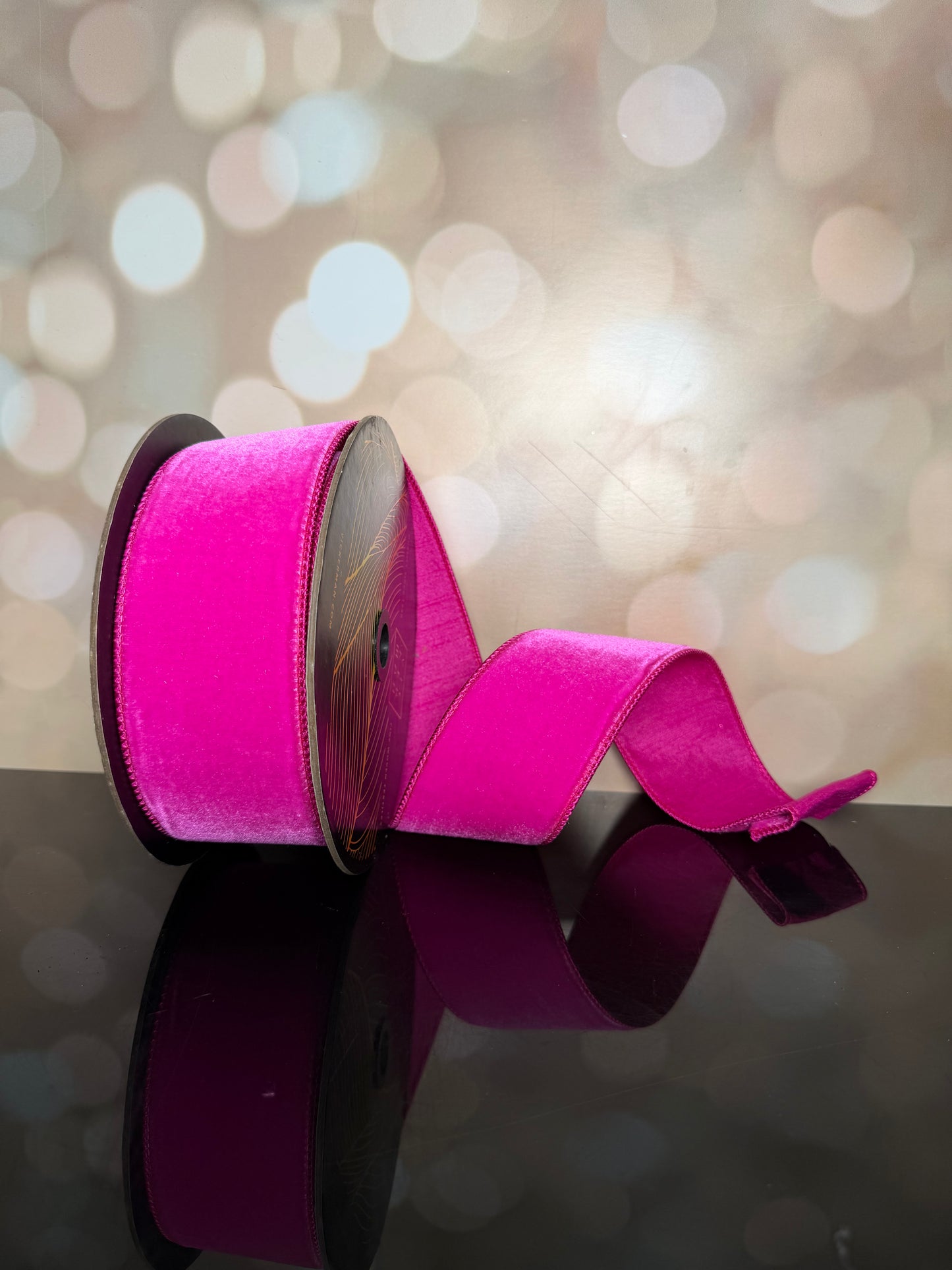 2.5"x10yd Hot Pink Velvet Dupion Wired Ribbon - Burlap and Bling Decor