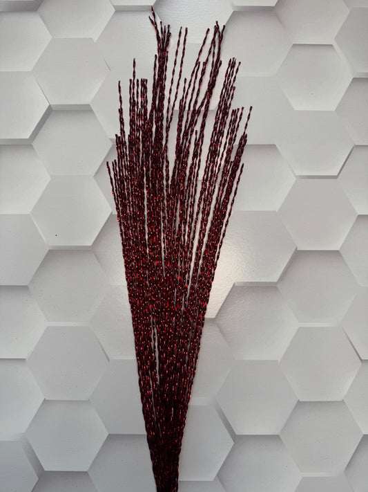 32"L METALLIC TWISTED GRASS SPRAY RED