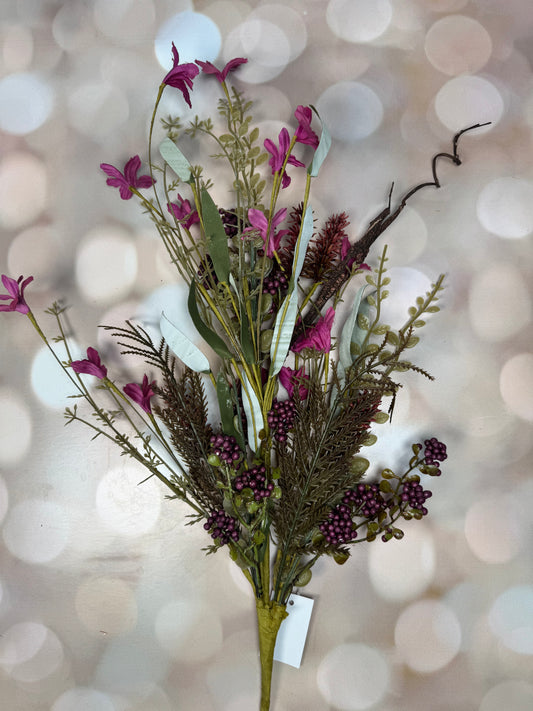 24" Multi Decorative Textured Spray PLUM - Burlap and Bling Decor