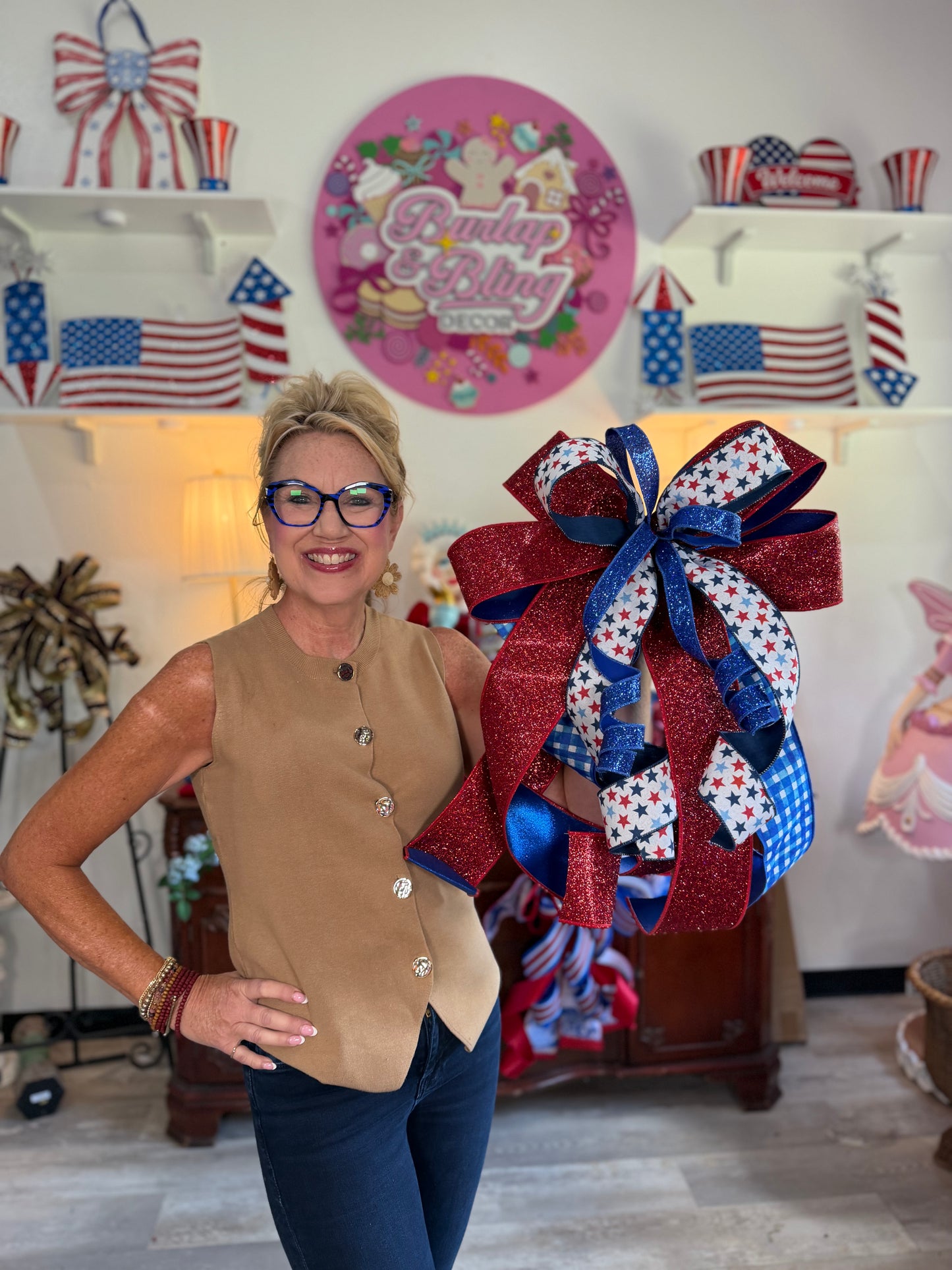 Big Red Patriotic Bow