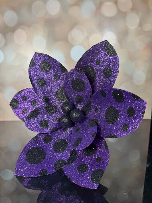 Purple Black Dot Flower - Burlap and Bling Decor