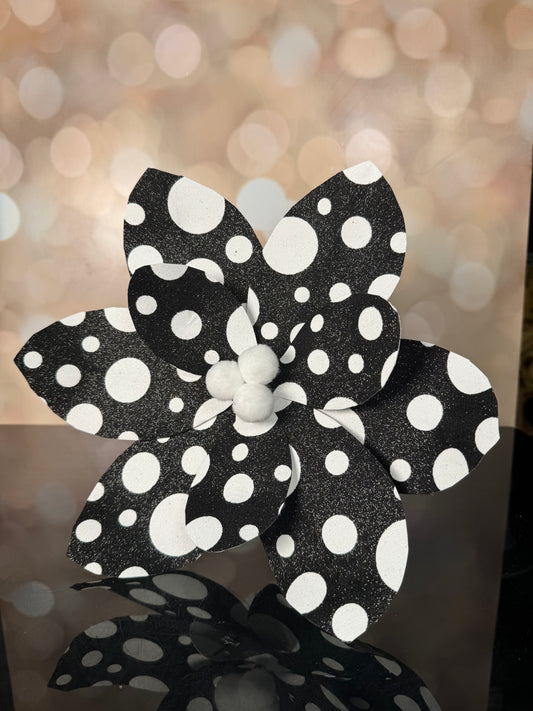 Black Polka Dot Pick Flower - Burlap and Bling Decor