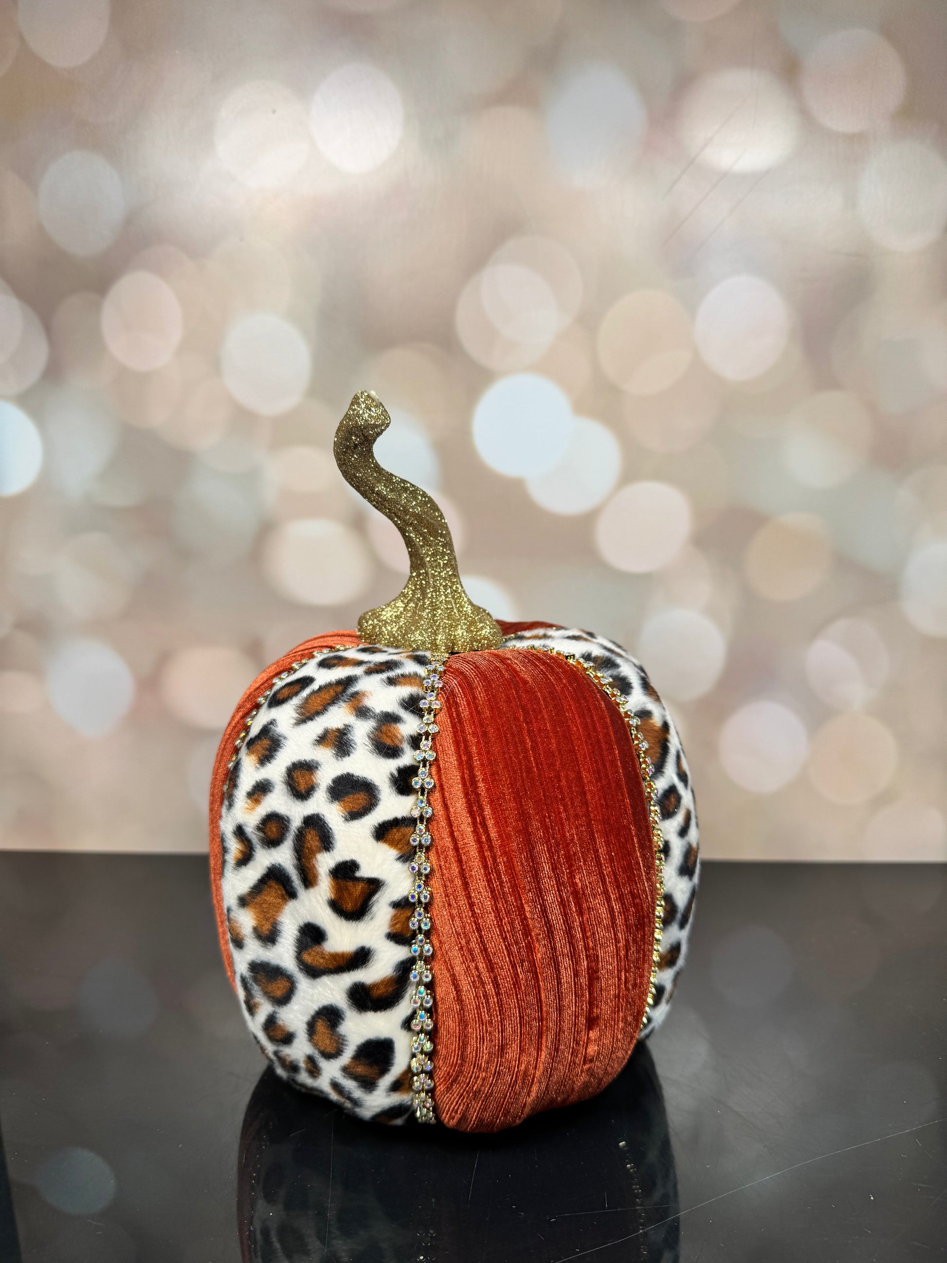 JEWELLED PUMPKIN COPPER AND LEOPARD 8-9'' CHOOSE ONE 8" or 9" - Burlap and Bling Decor