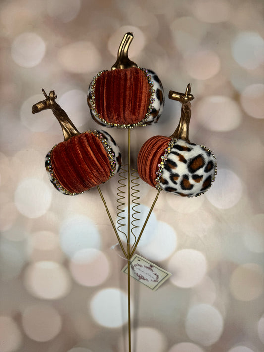PUMPKIN SPRAY, COPPER AND LEOPARD 22'' - Burlap and Bling Decor