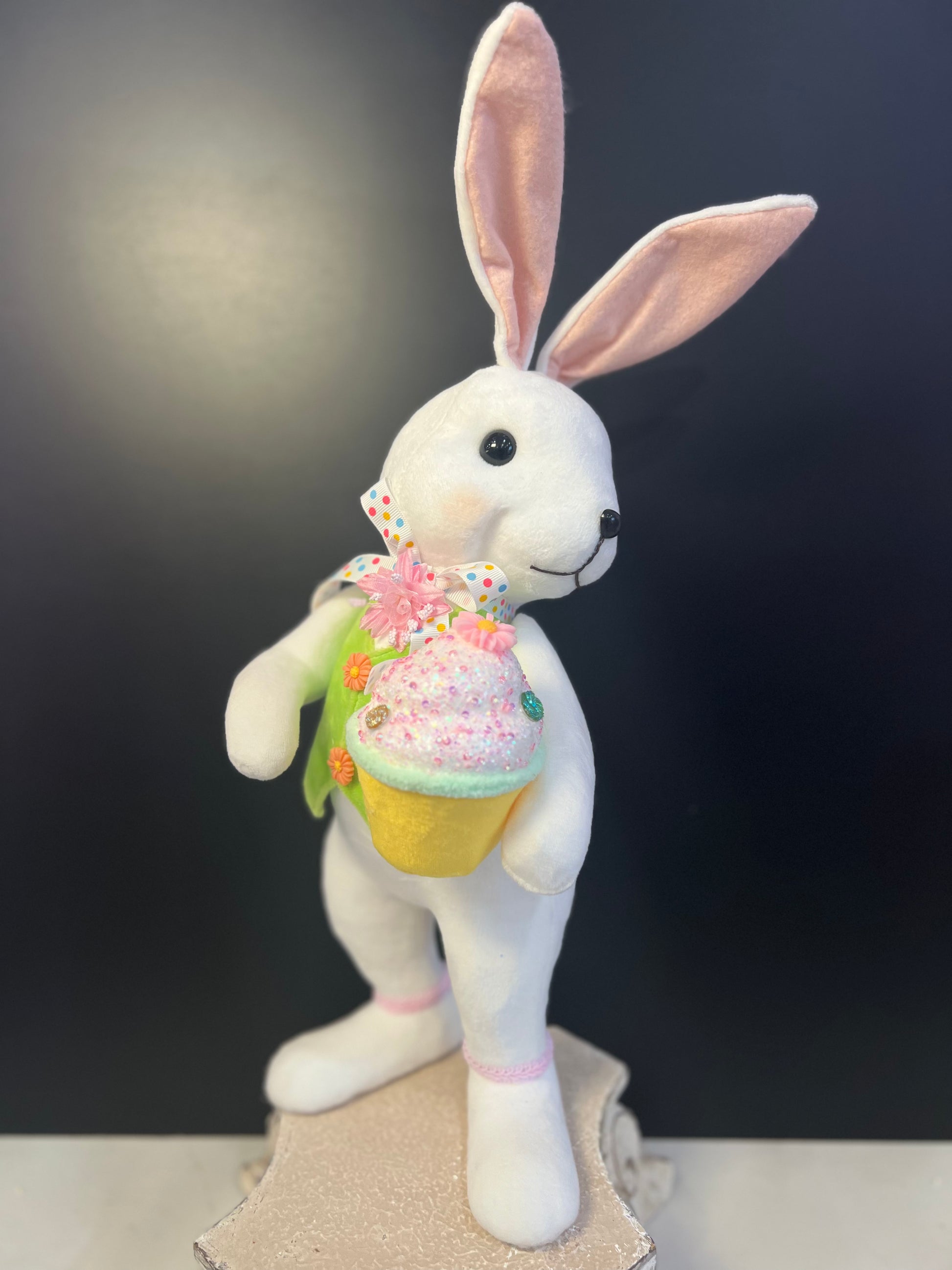 STYRO STANDING BUNNY WITH CUPCAKE 15.25" - Burlap and Bling Decor