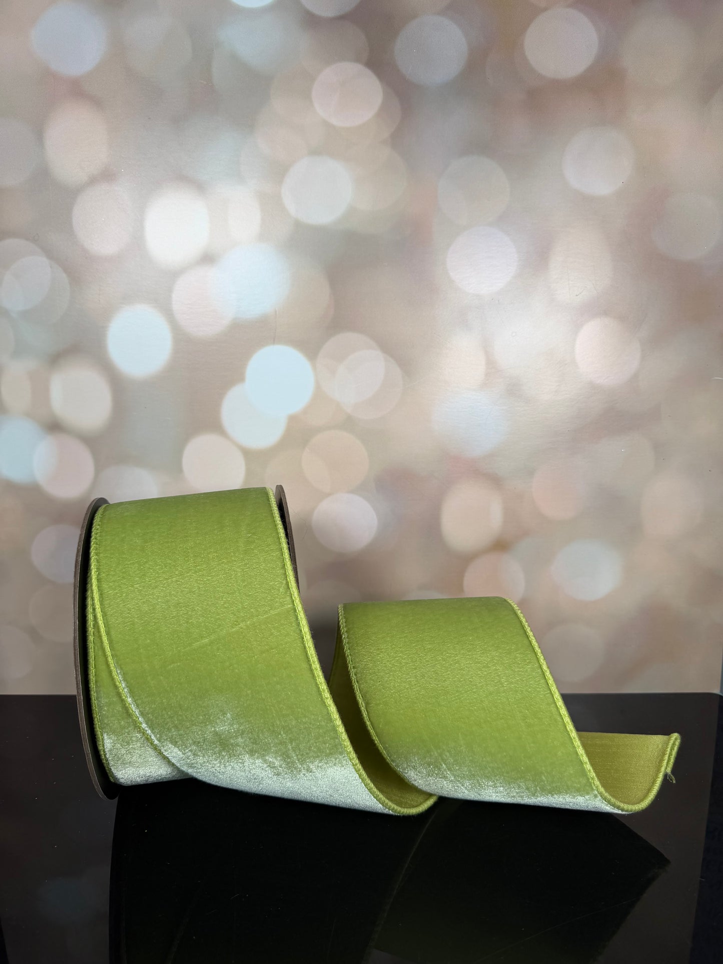 4"x10yd Celadon Velvet Dupion Ribbon