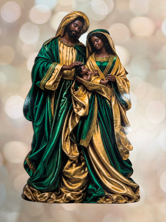 16 "HOLY FAMILY SIGN - Emerald - Dark Tone FLAT WOOD SIGN