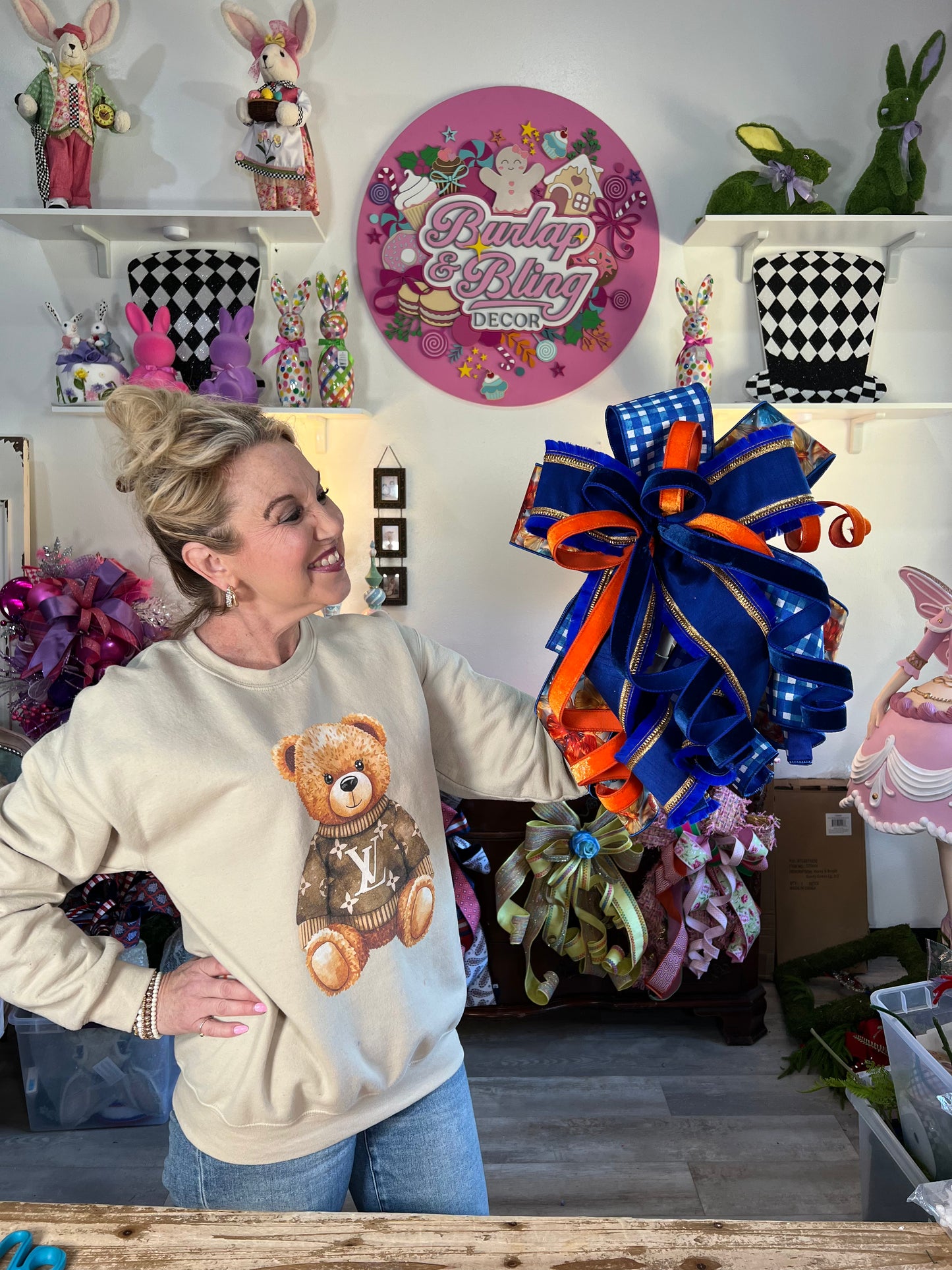 Butterfly Blue/Orange Bow - Burlap and Bling Decor