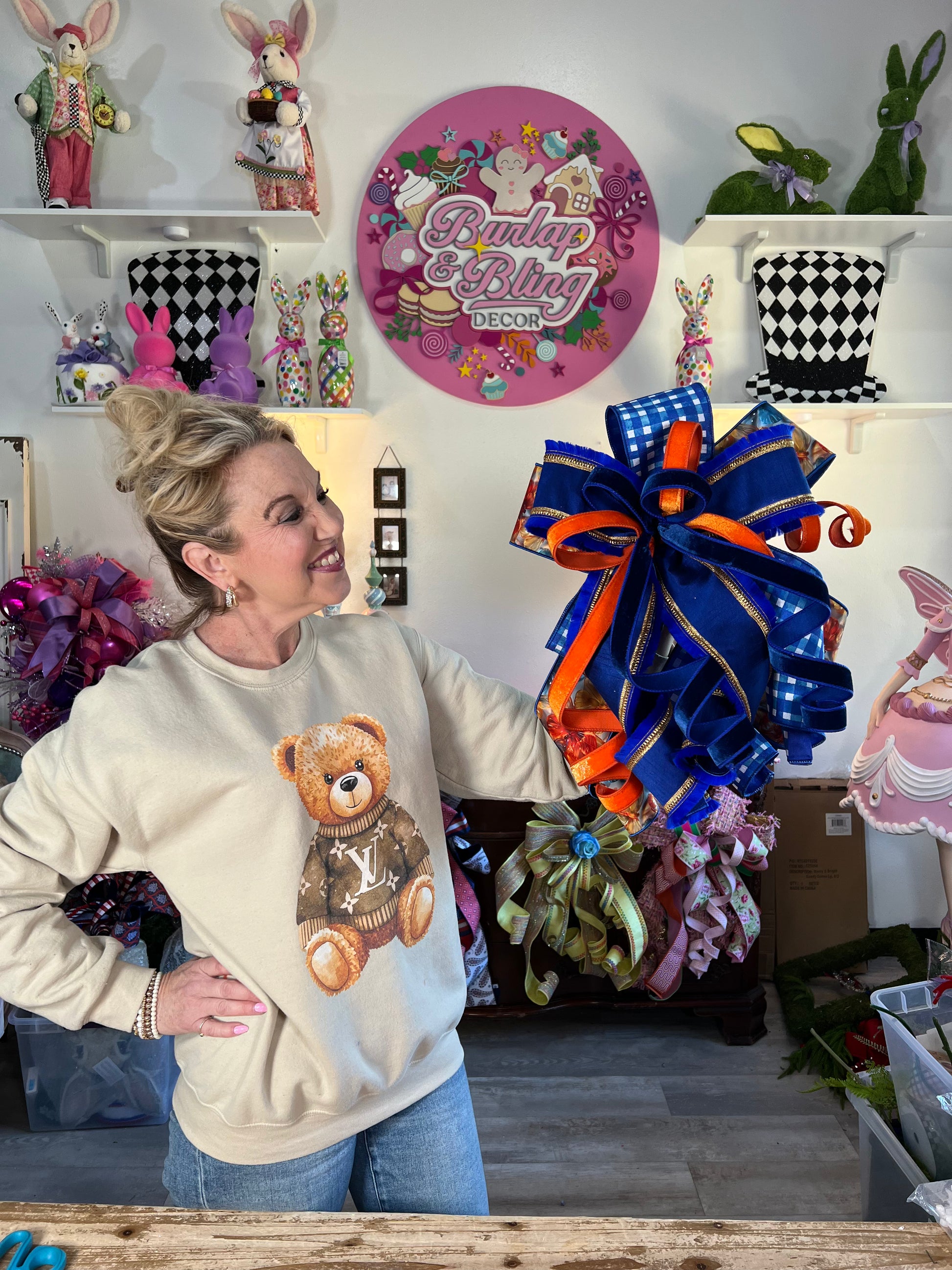 Butterfly Blue/Orange Bow - Burlap and Bling Decor