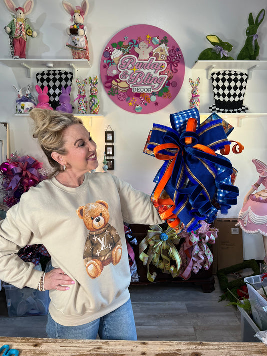 Butterfly Blue/Orange Bow - Burlap and Bling Decor