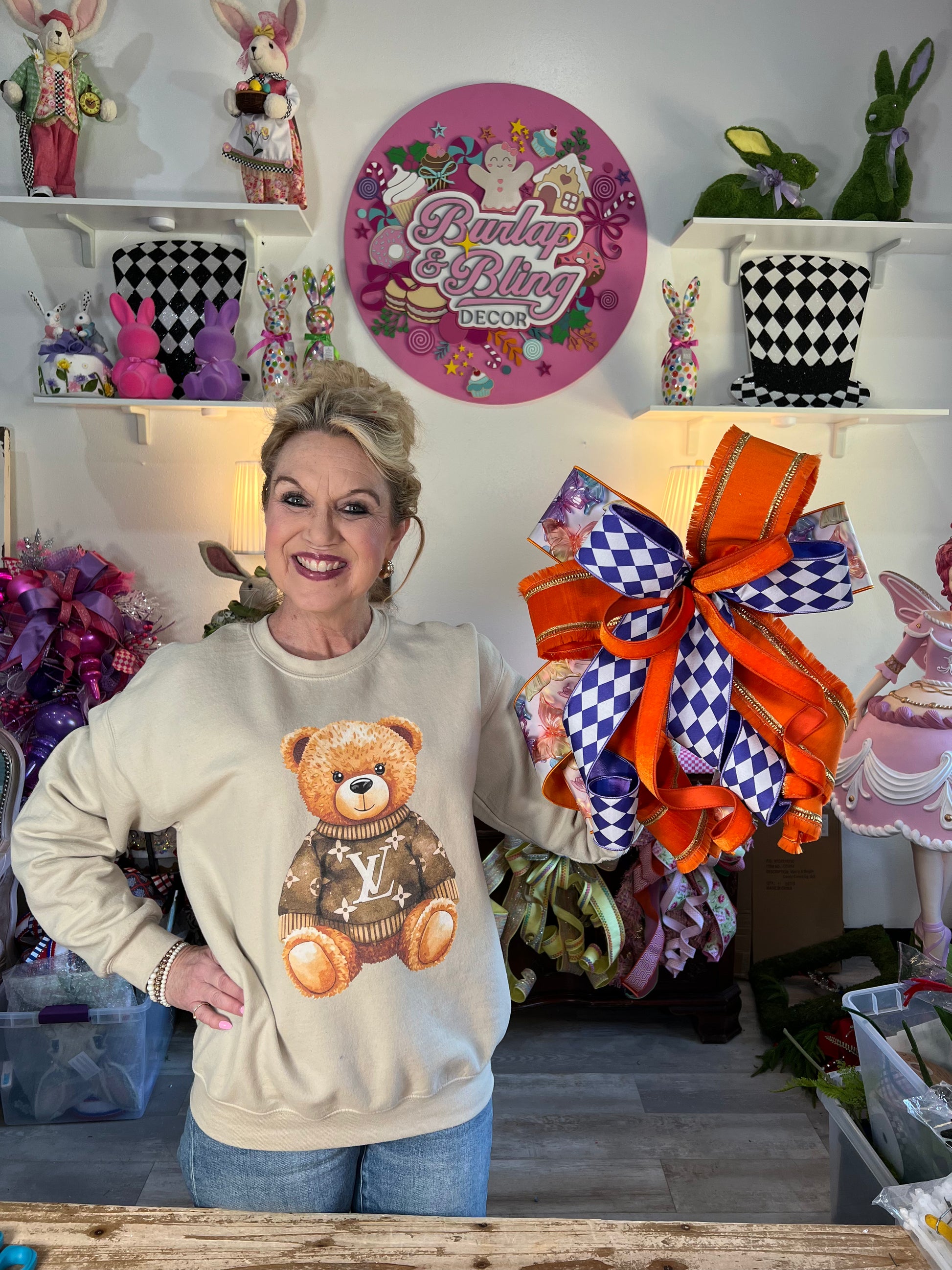 Butterfly Orange Harlequin Bow - Burlap and Bling Decor