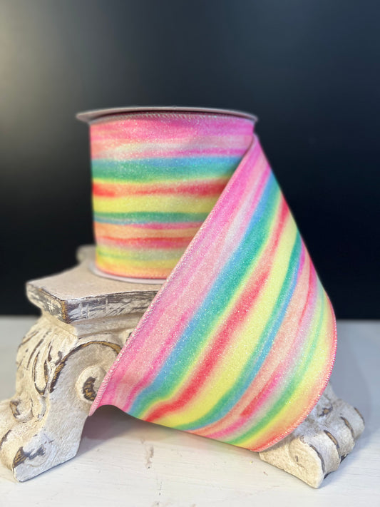 4"x10ydWatercolor Candy Stripe Ribbon