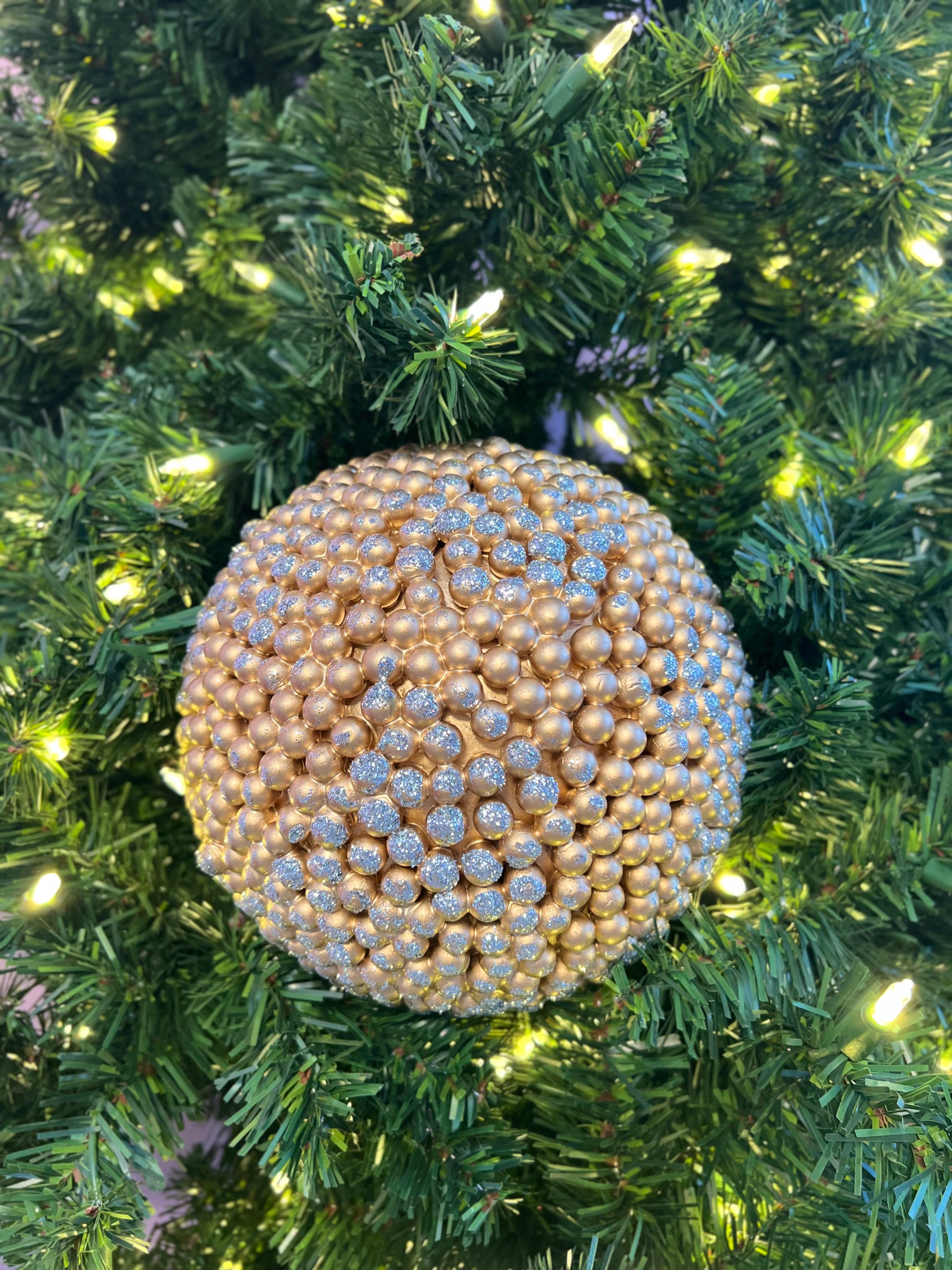 Large Gooseberry Ball Ornament Shiny - Gold 8" - Burlap and Bling Decor