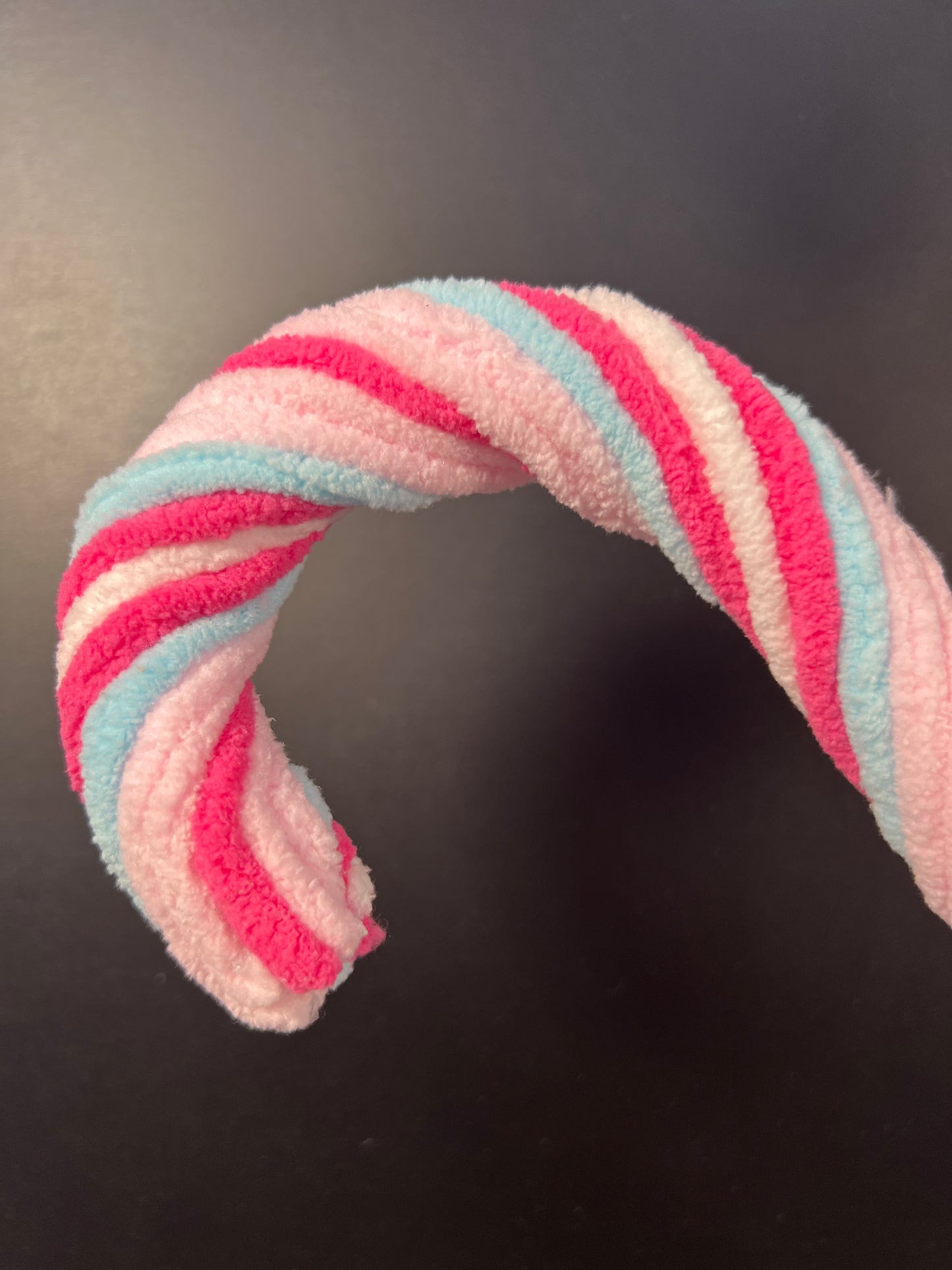 Cutesy Chenille Candy Cane Spray 28" - Pink/Blue/White