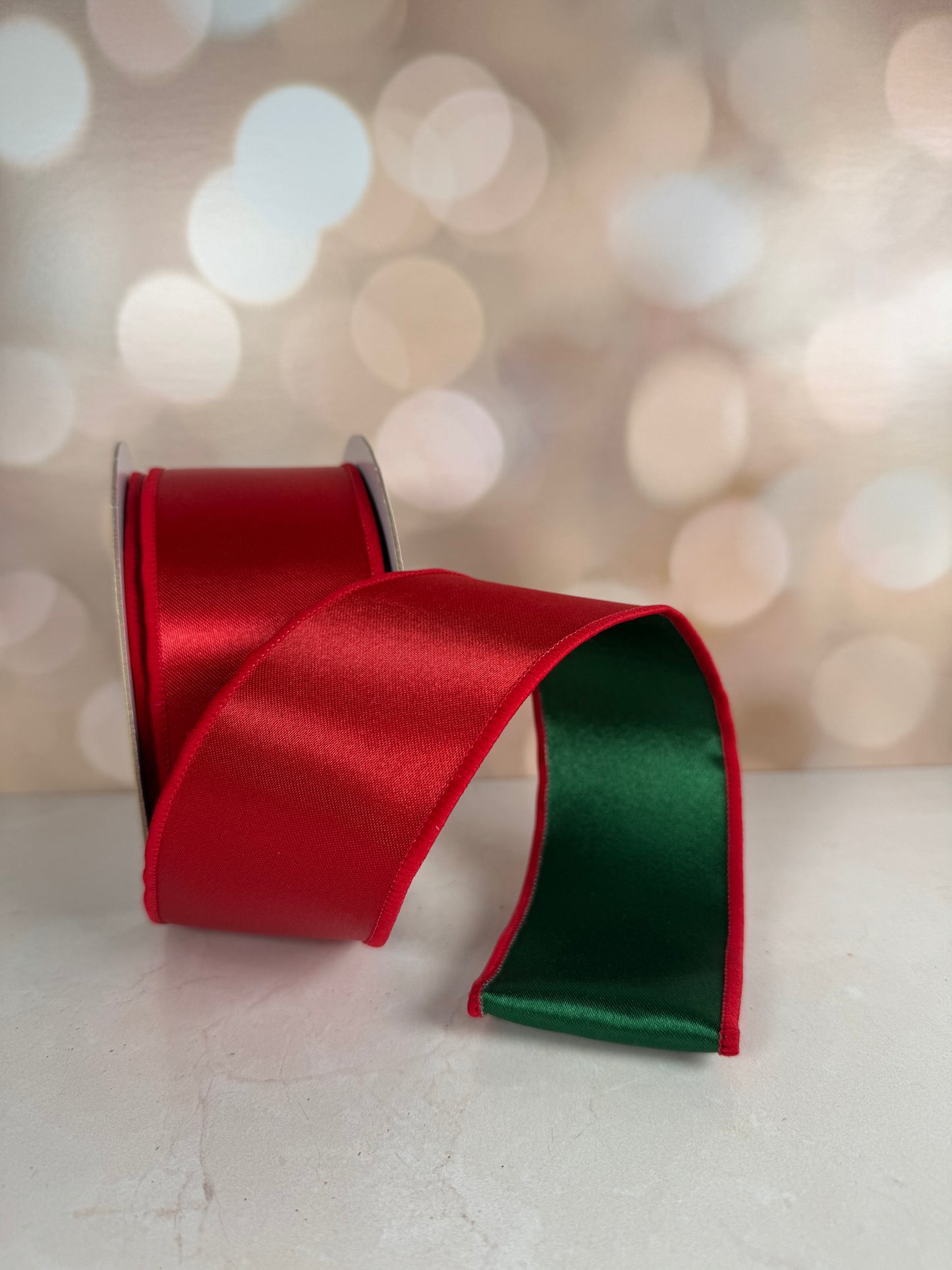 2.5"X10YD SATIN FUSED RED/EMERALD GREEN