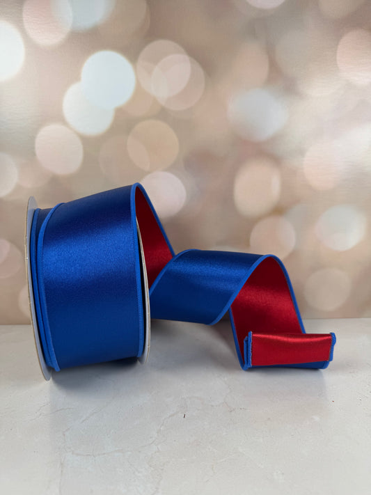 2.5"X10YD SATIN FUSED ROYAL BLUE/RED