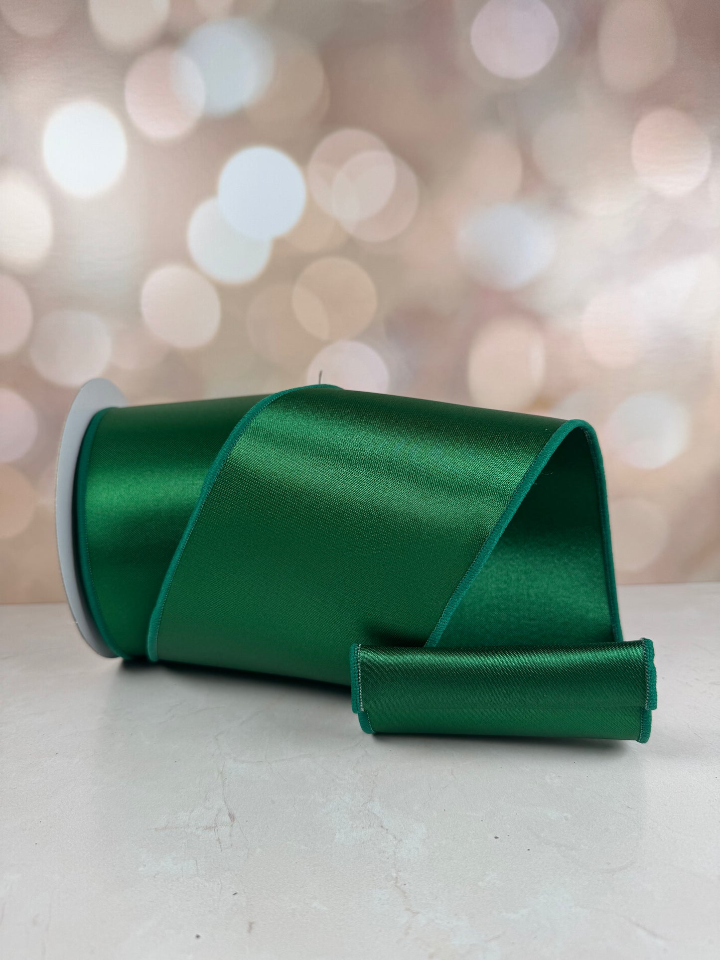 4"X10YD SATIN FUSED EMERALD GREEN