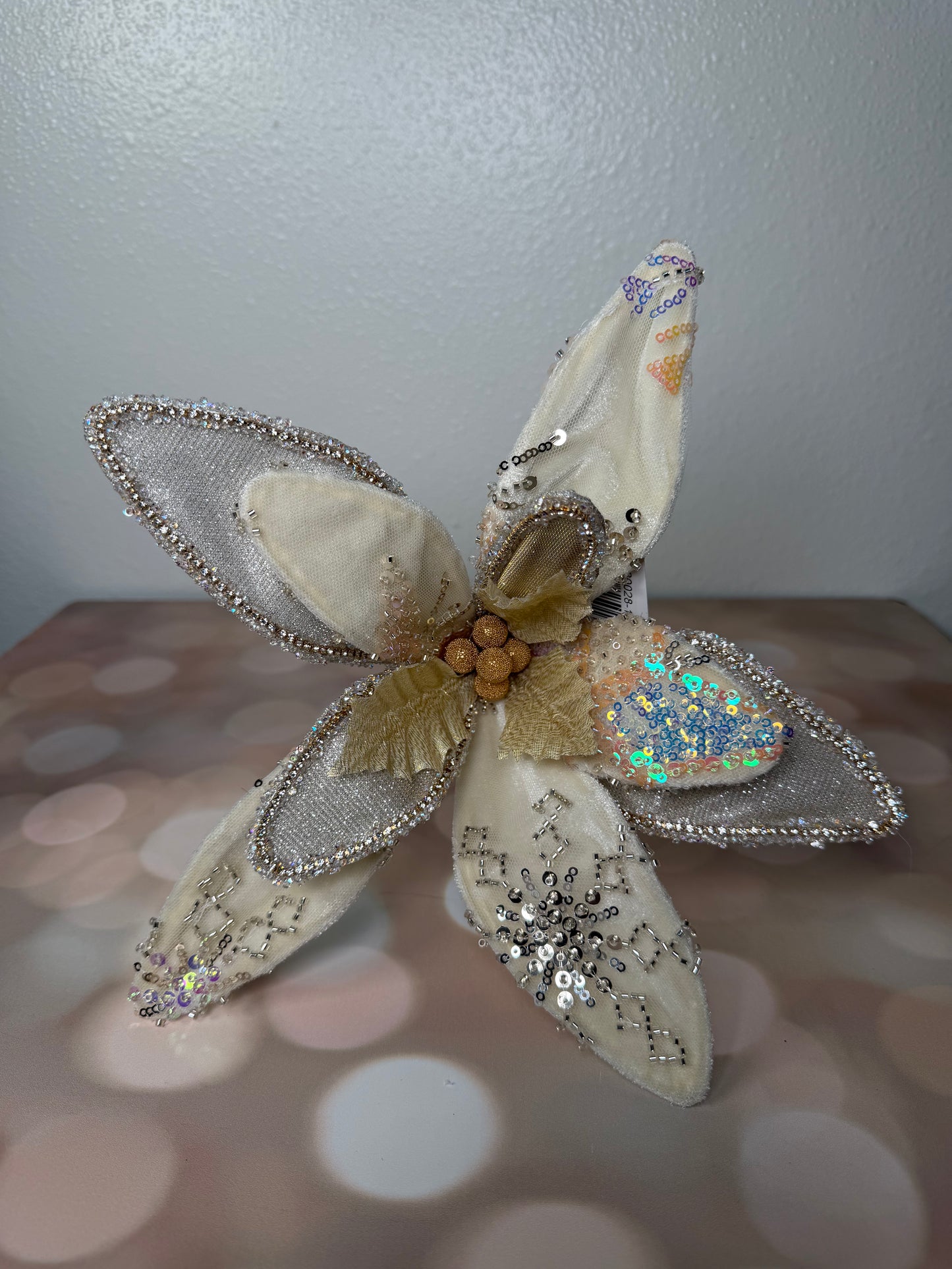 18" Poinsettia PICK SAGE/WHITE/GOLD
