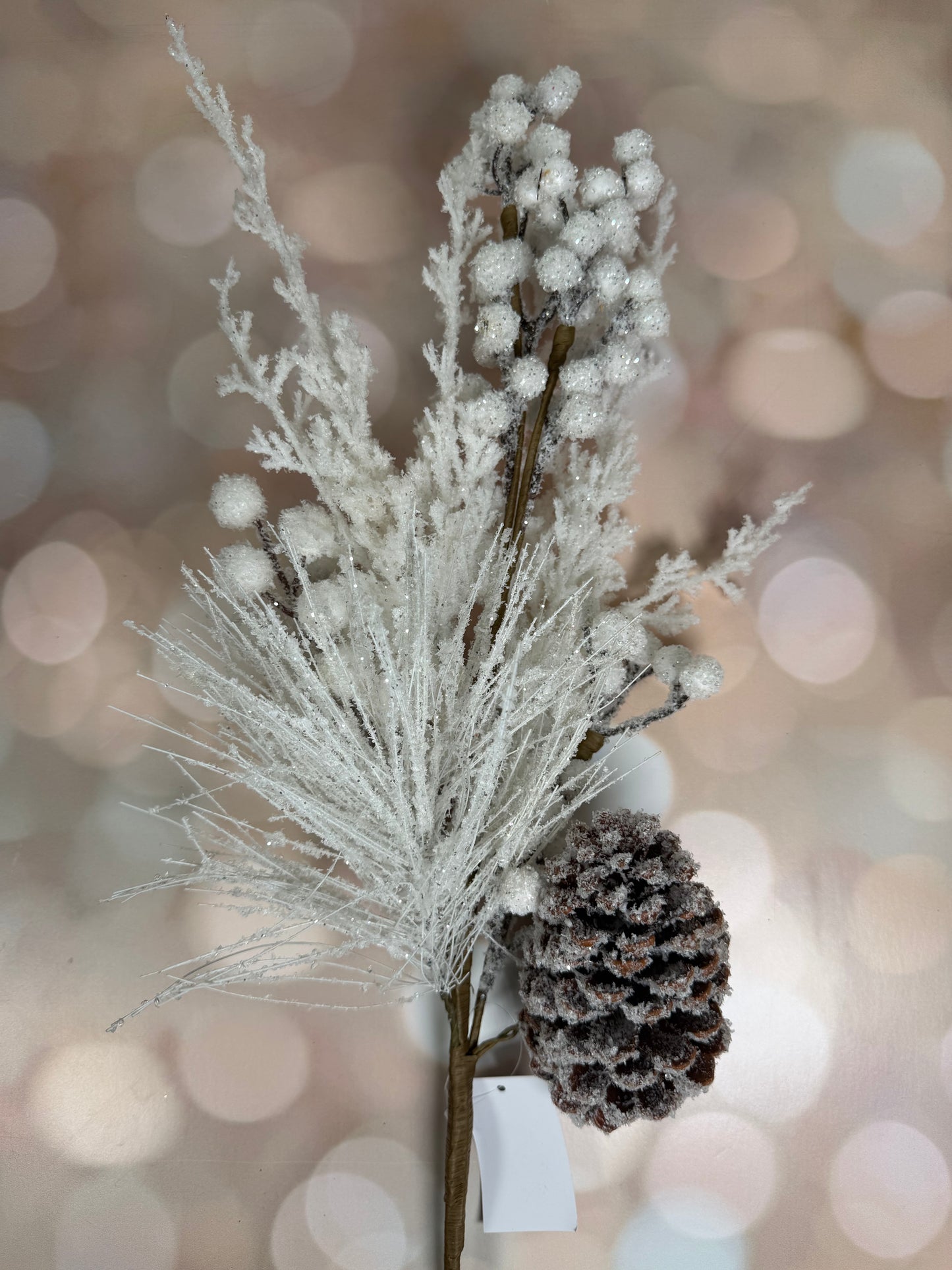 FLOCKED MULTI BERRY/PINECONE WHITE 76 20 12CM