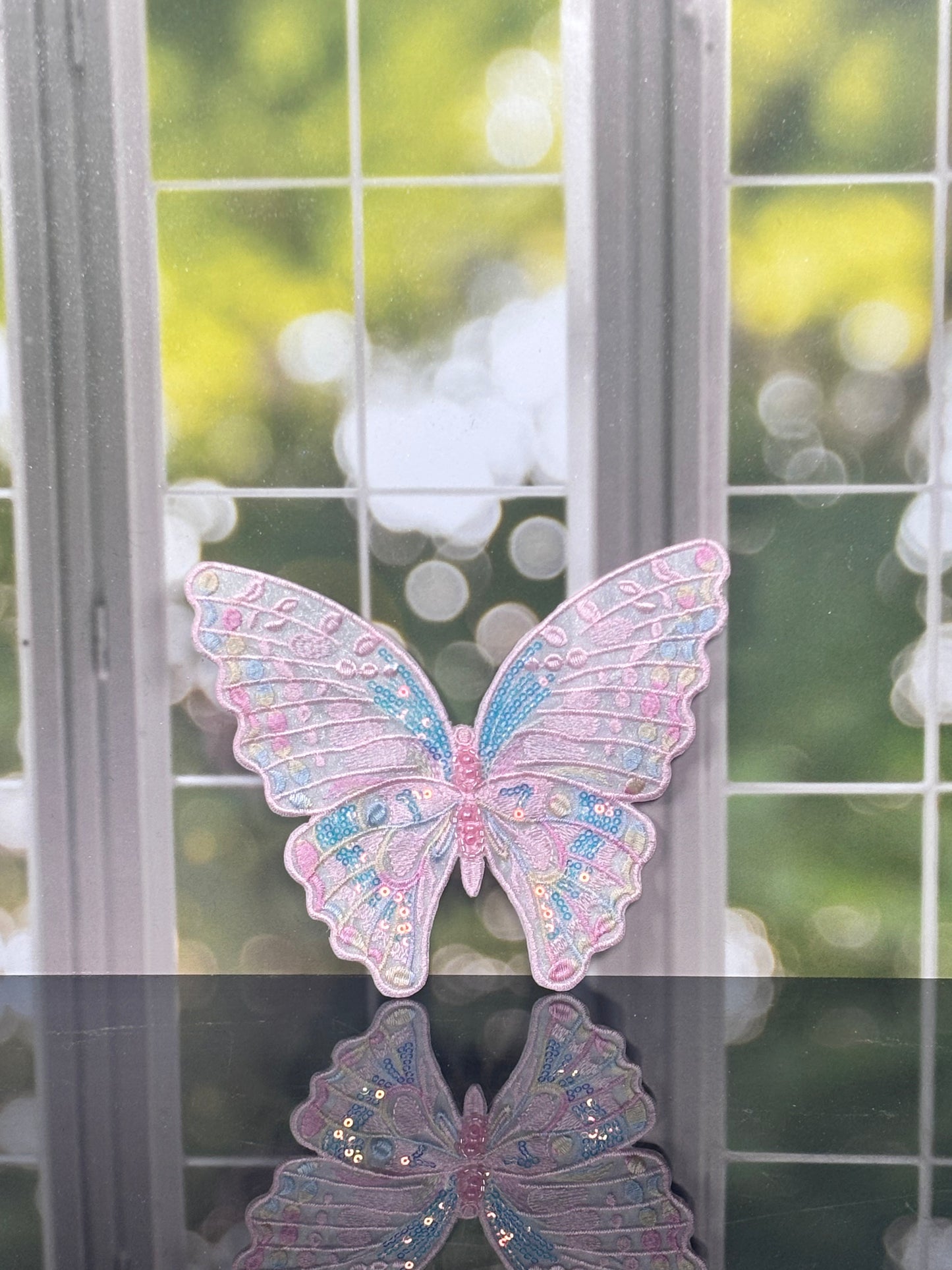 6” EMBROIDERY PASTEL BUTTERFLY CLIP, PINK - Burlap and Bling Decor
