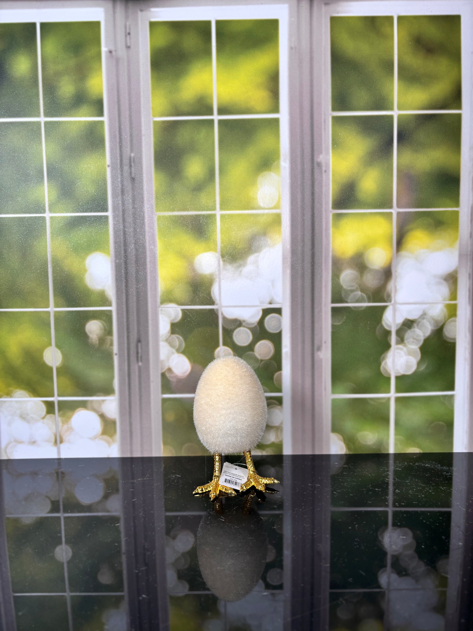 Flocked Egg w/Feet 6 Asst PVC 5.5" choose one - Burlap and Bling Decor