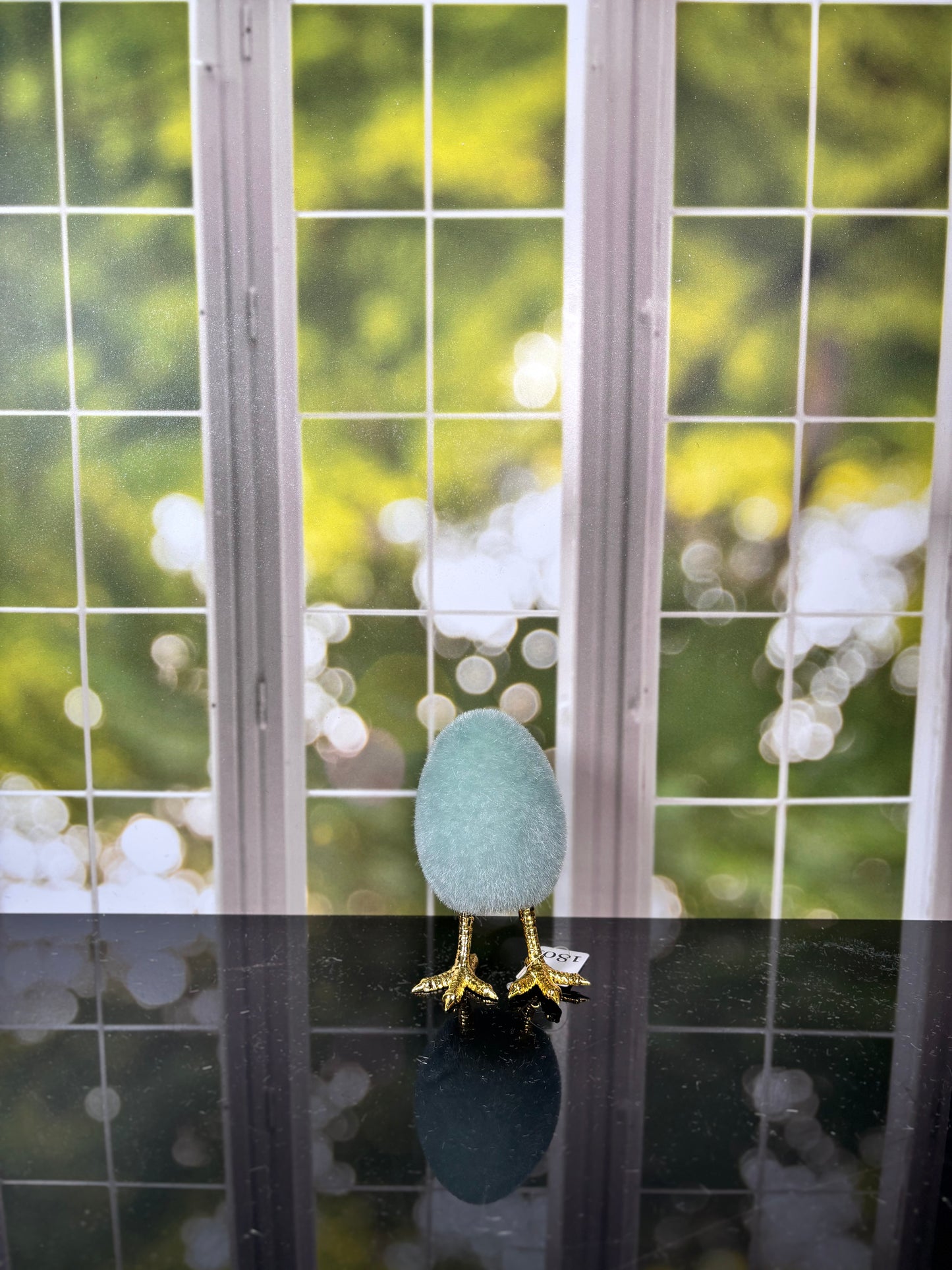 Flocked Egg w/Feet 6 Asst PVC 5.5" choose one - Burlap and Bling Decor