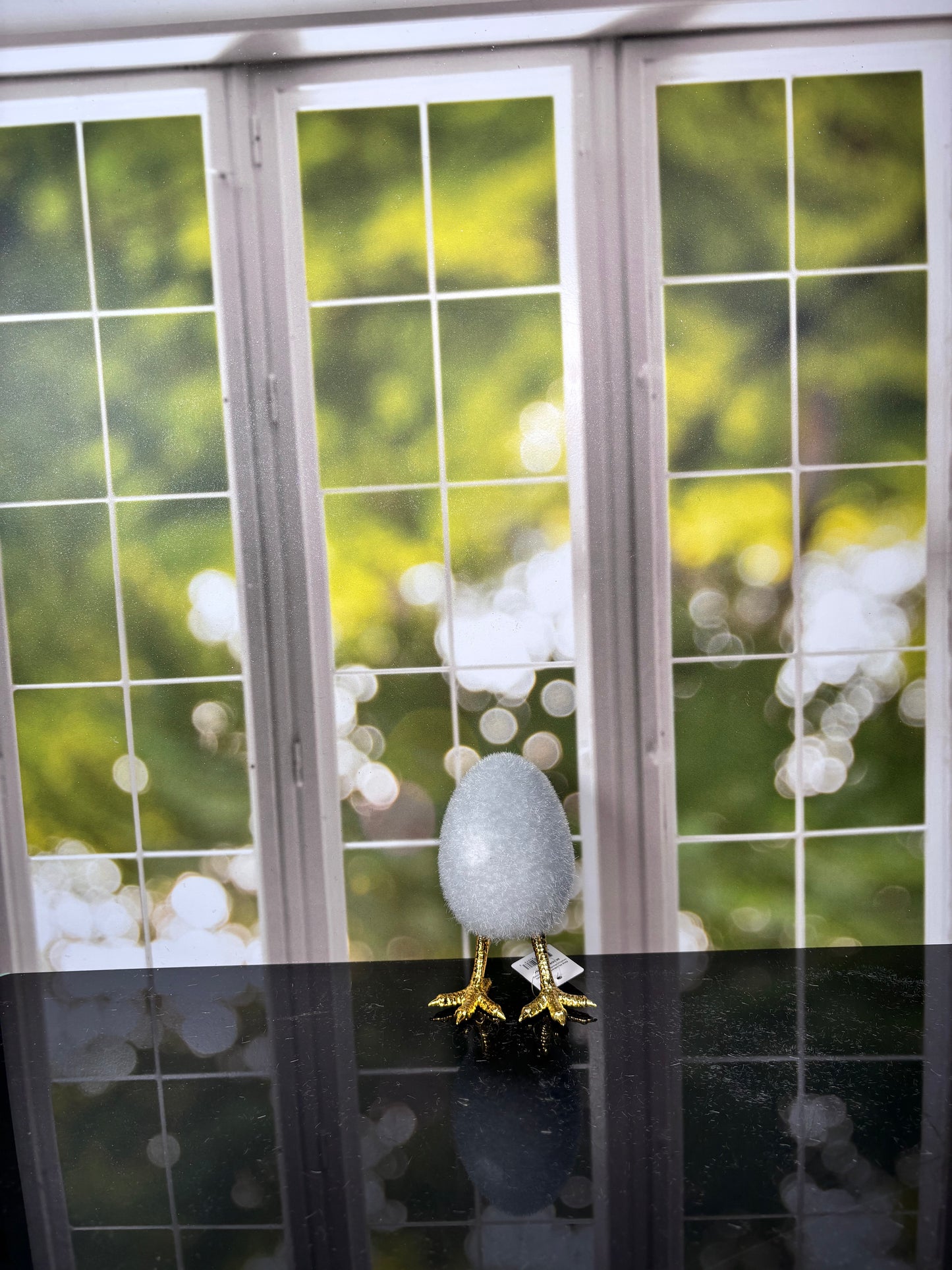 Flocked Egg w/Feet 6 Asst PVC 5.5" choose one - Burlap and Bling Decor