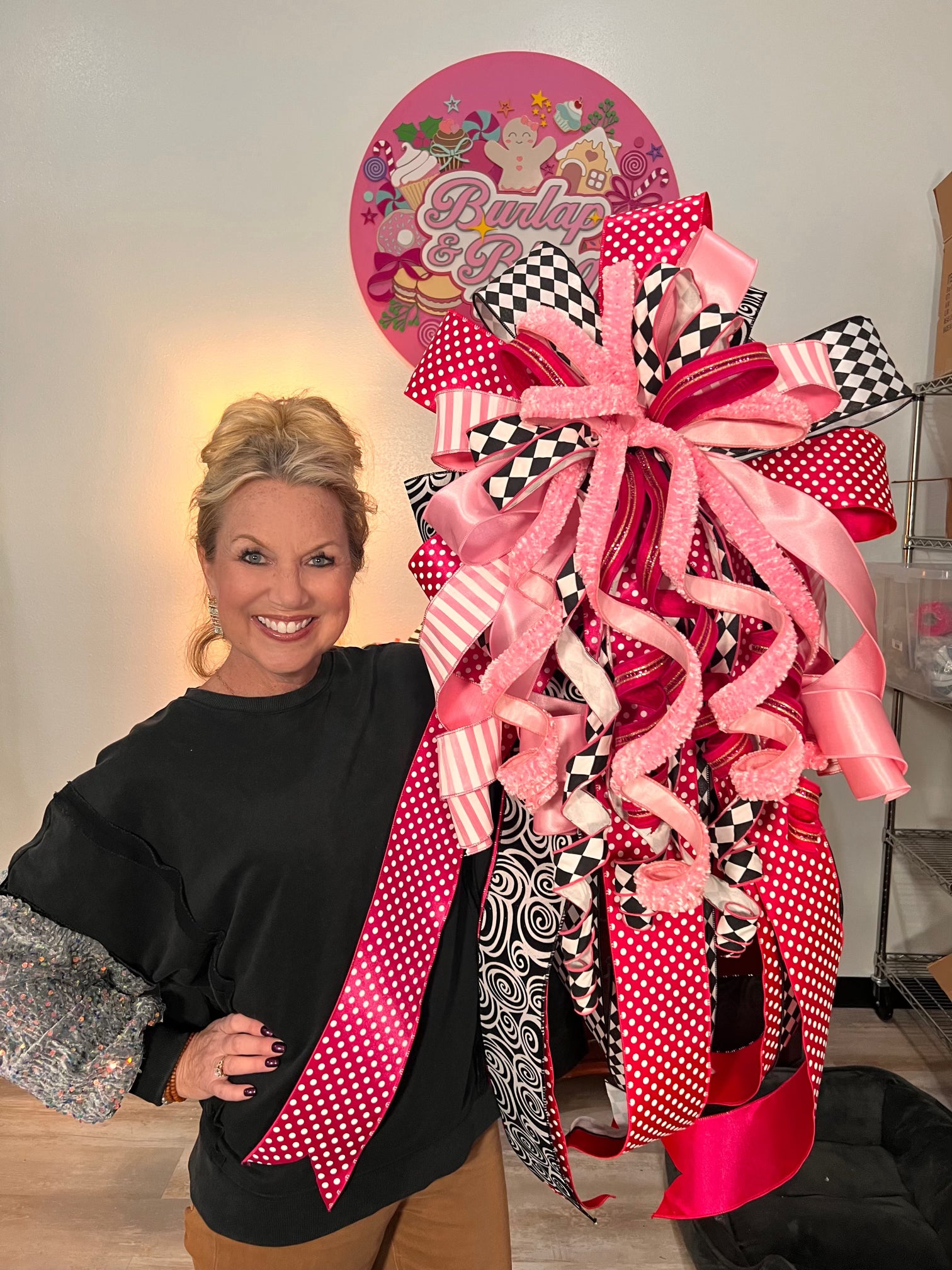 Oversized Pink and Red Bow - Burlap and Bling Decor