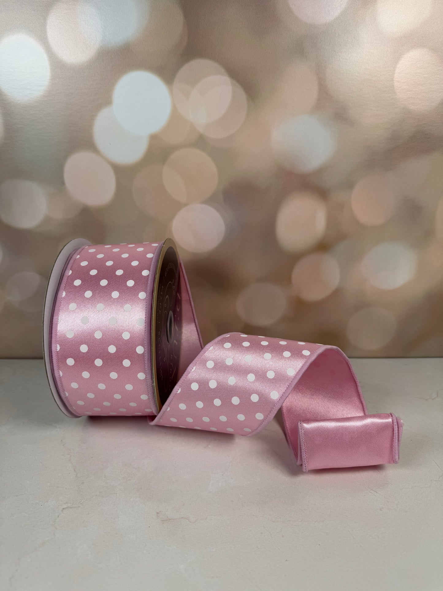 2.5"X10YD SMALL POLKA DOT/FUSED PINK/WHITE