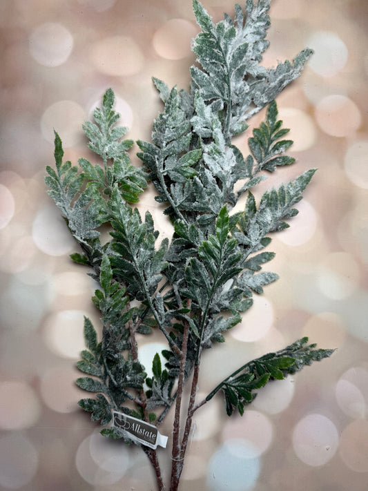 40"SNOWED FERN SPRAY WH/GR
