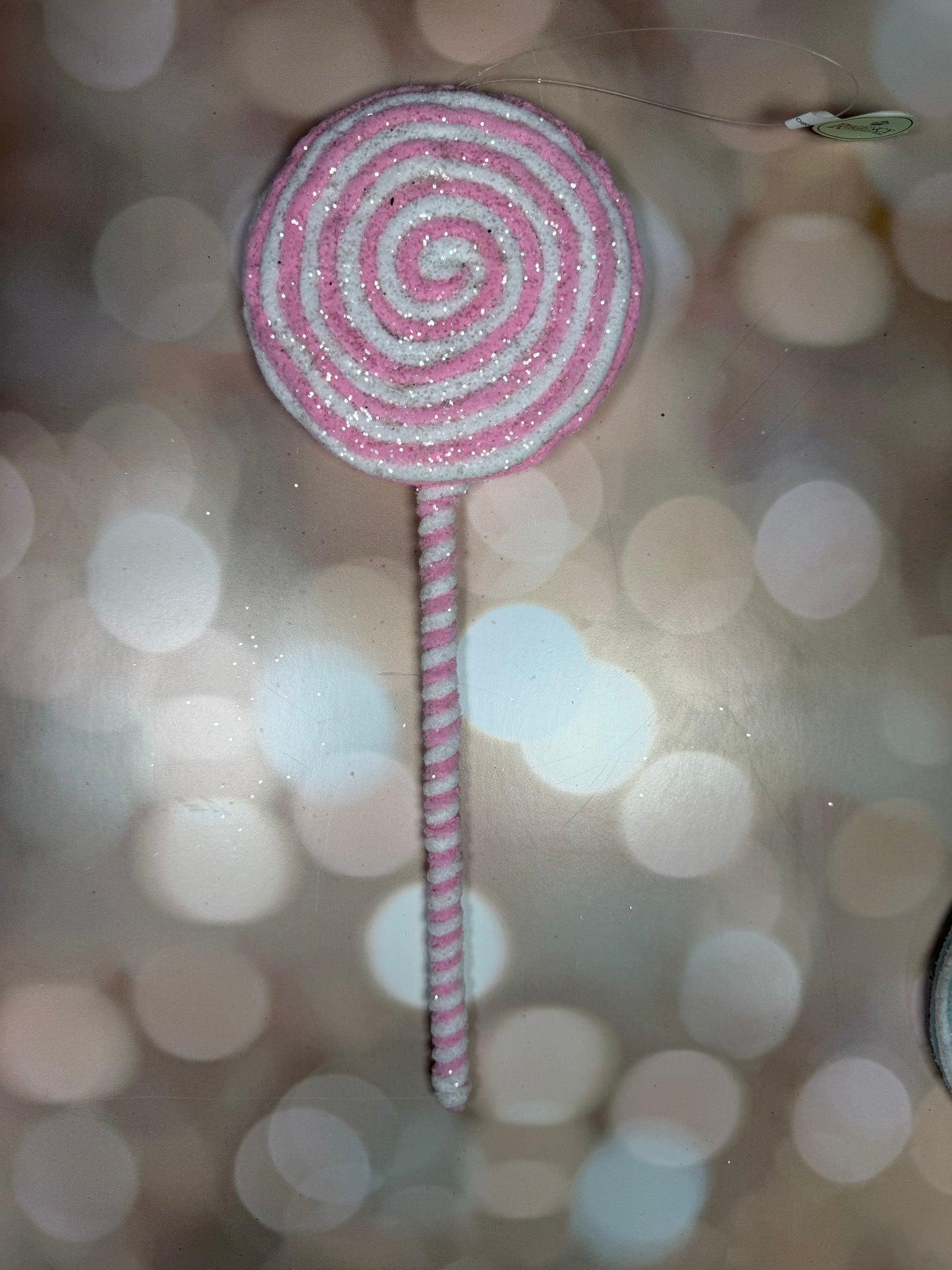 14" FROSTED PASTEL LOLLIPOP ORNAMENT 3AST PTMT