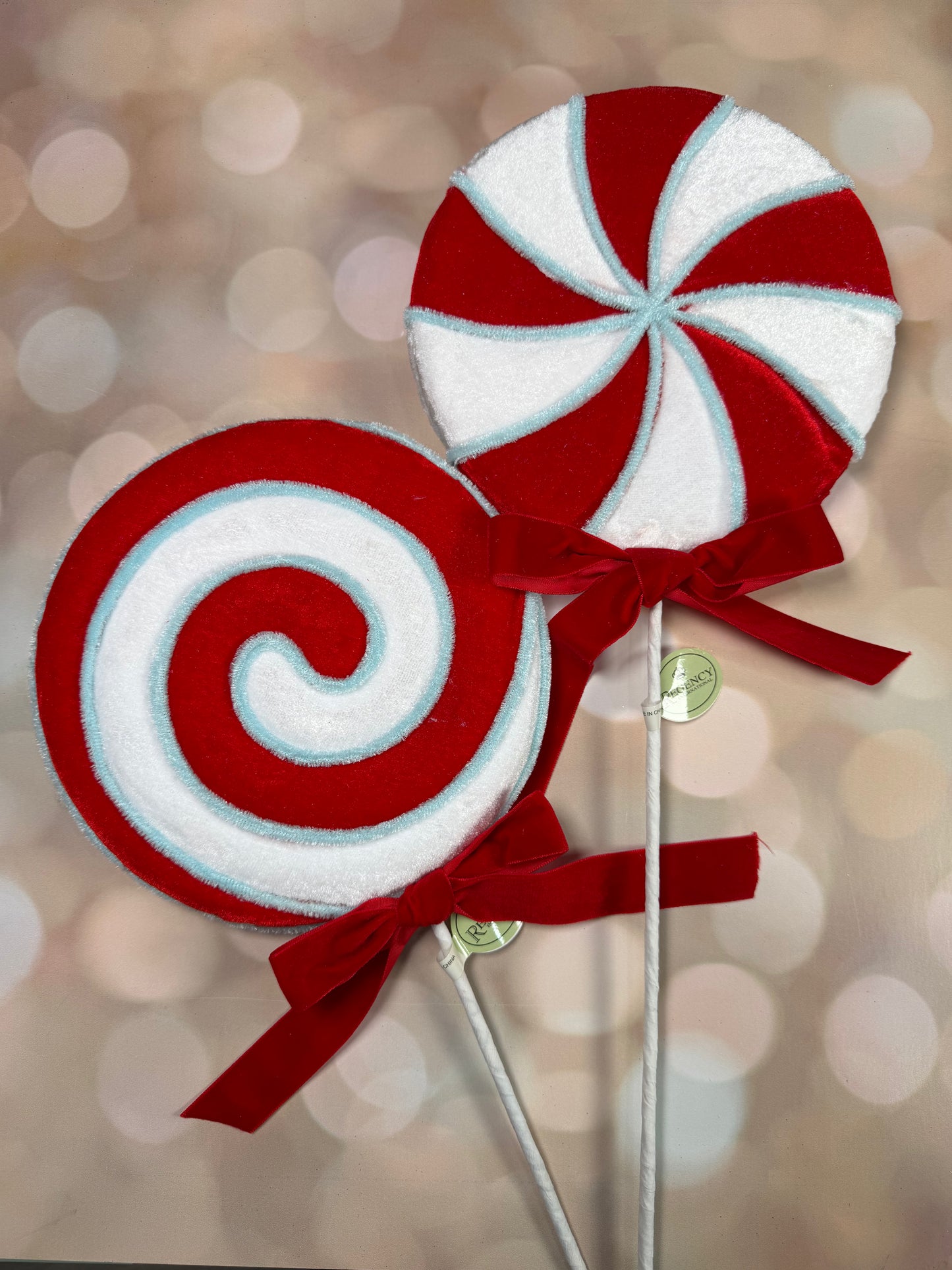 24" STYRO PEPPERMINT LOLLIPOP STEM 2/AST HOMU
