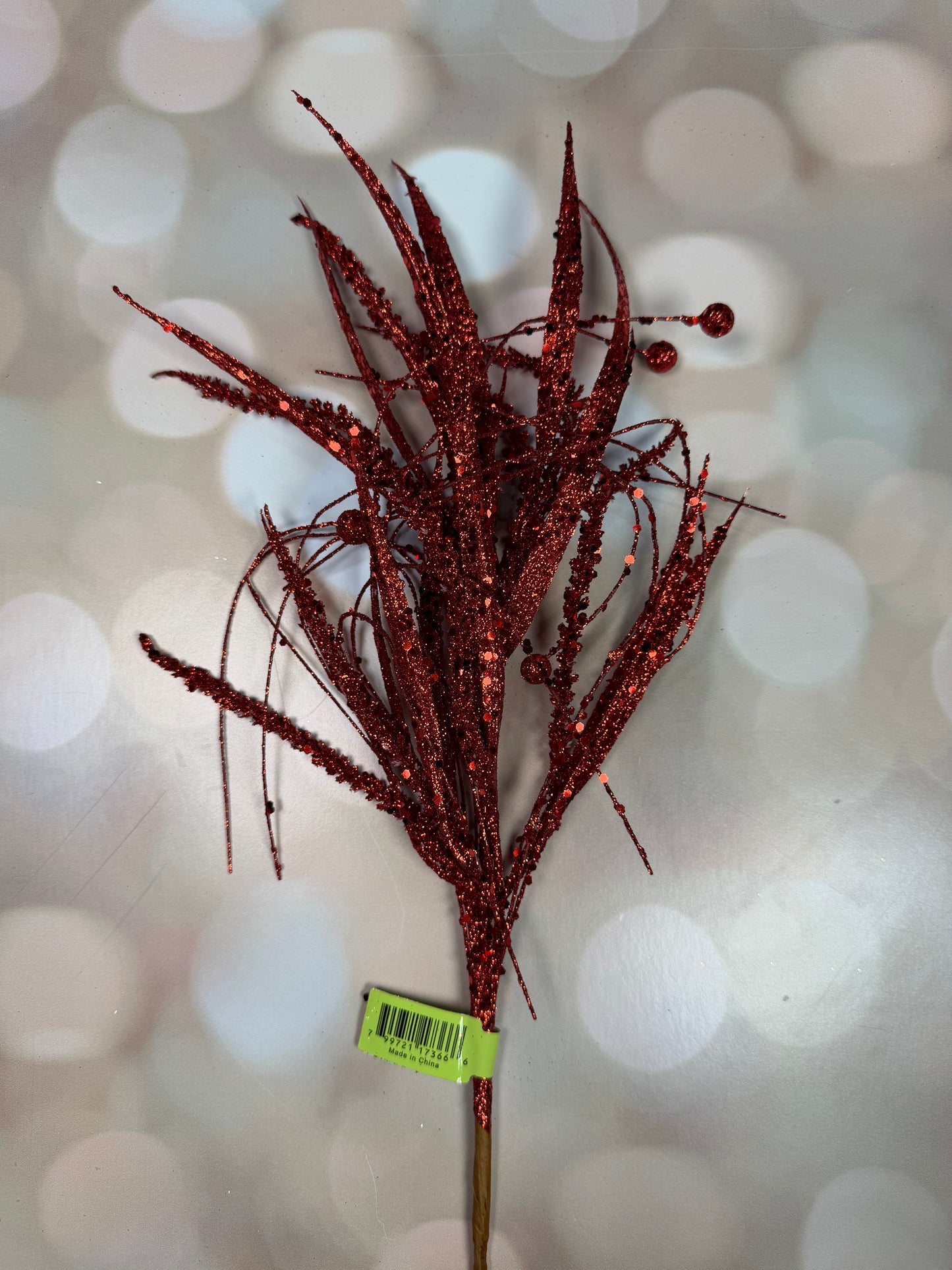 17.5" GLITTER GRASS RED